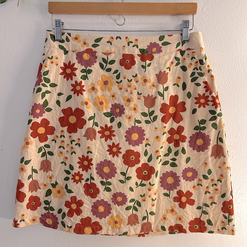 Floral Linen Modcloth x Princess Highway Mini Skirt